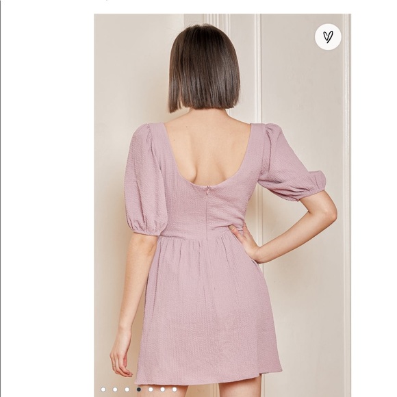 NWOT Little Bit In Love Dusty Purple Surplice Puff Sleeve Mini Dress - Picture 7 of 7